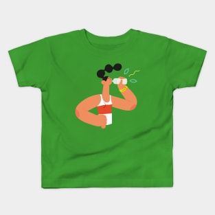 Sport Girl Drinking Kids T-Shirt